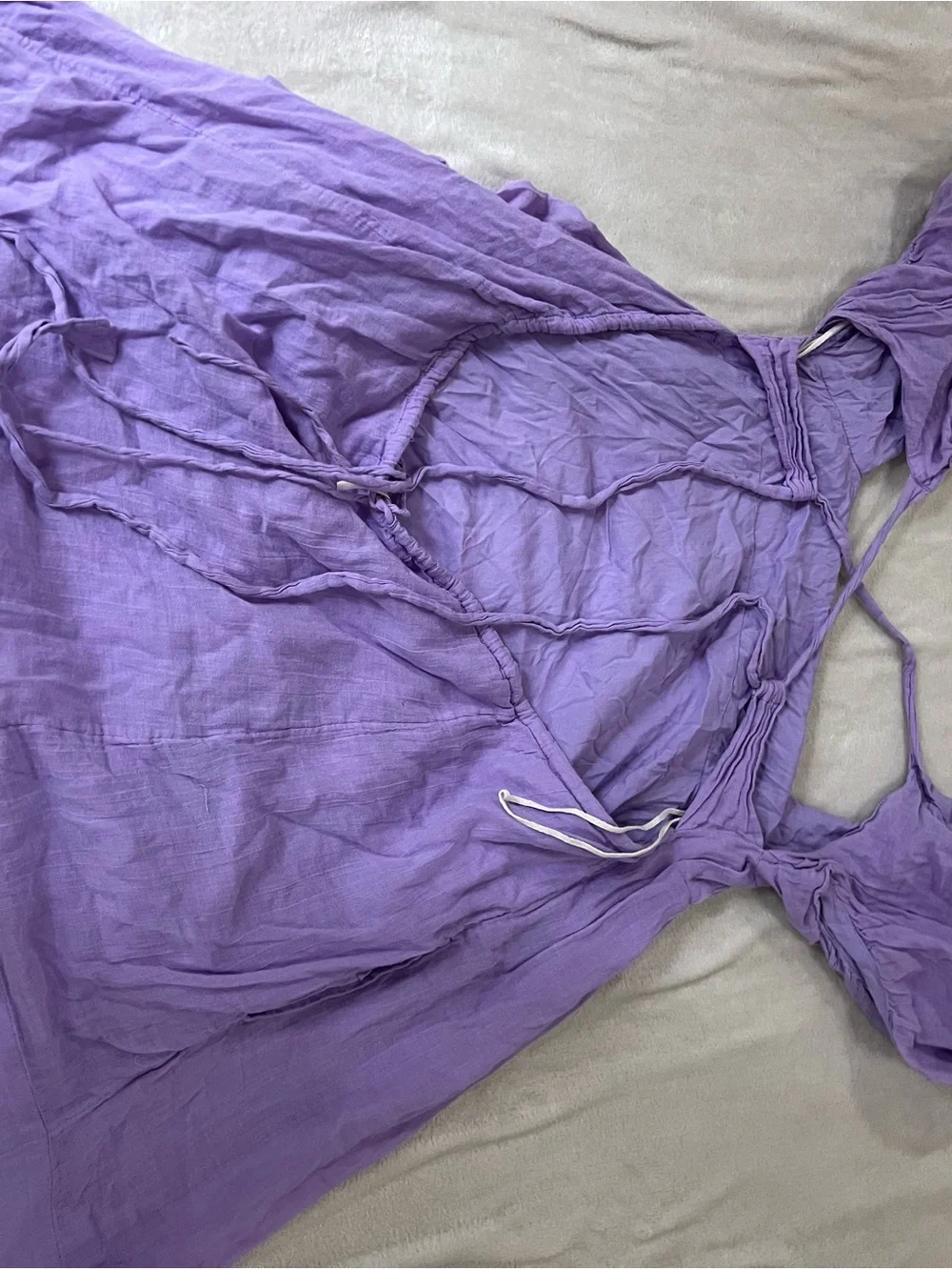 Free People Lavender Puff Sleeve Mini Dress - Picture 2 of 3